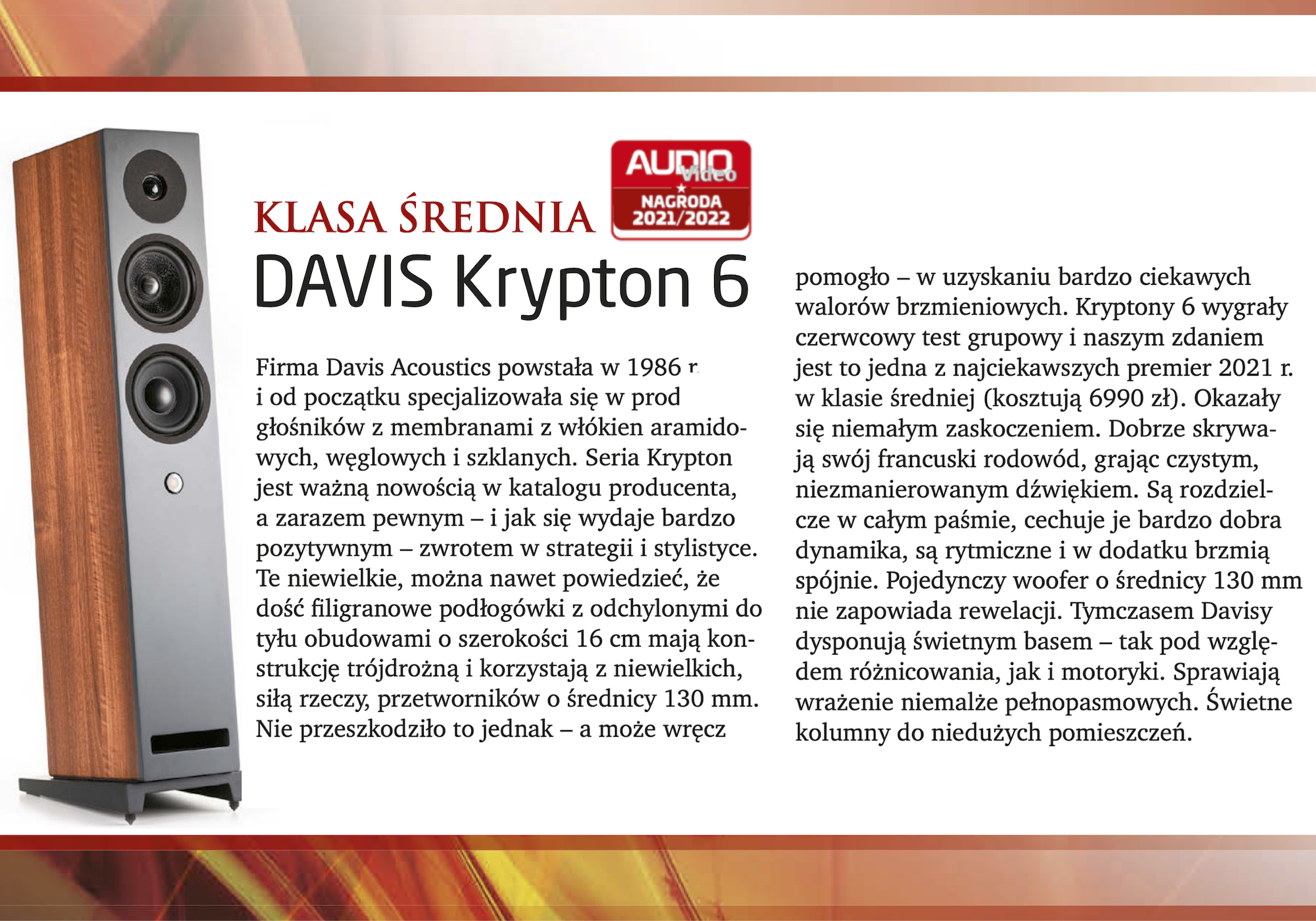Nagroda roku Davis Acoustics Krypton 6 - Audio Video